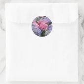 Blume mit rosa und blauem Hydrangea Runder Aufkleber (Tasche)
