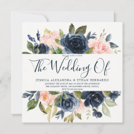 Blume mit rosa und blauem Wasser Hochzeiten Einladung