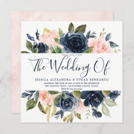 Blume mit rosa und blauem Wasser Hochzeiten Einladung