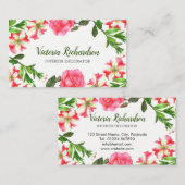 Blume mit rosa Wasserfarbe Anordnung der Kränze Visitenkarte (Vorne/Hinten)