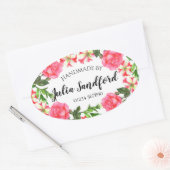 Blume mit rosa Wasserfarbe Ovale Kleider Ovaler Aufkleber (Umschlag)