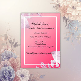 Blume mit rosafarbener Kirsche Brautparty Einladung