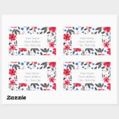 Blume mit Rot, Blau, Grau Rechteckiger Aufkleber (Blatt)