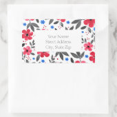 Blume mit Rot, Blau, Grau Rechteckiger Aufkleber (Tasche)