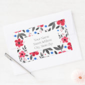 Blume mit Rot, Blau, Grau Rechteckiger Aufkleber (Umschlag)