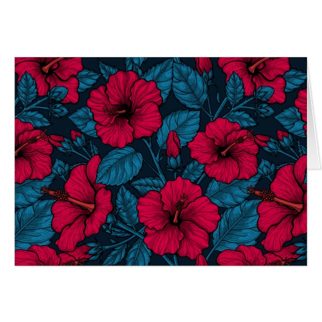 Blume mit rotem Hibiskus (Vorderseite (Horizontal))