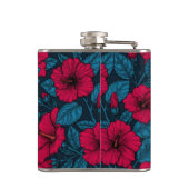 Blume mit rotem Hibiskus Flachmann (Rückseite)