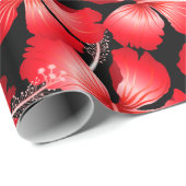 Blume mit rotem Hibiskus Geschenkpapier (Rolleneckpunkt)