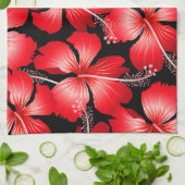 Blume mit rotem Hibiskus Geschirrtuch (Gefaltet)