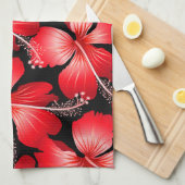 Blume mit rotem Hibiskus Geschirrtuch (Viertel Falte)
