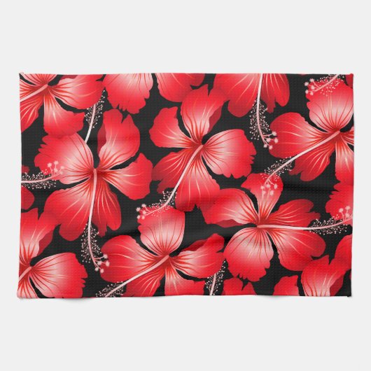 Blume mit rotem Hibiskus Geschirrtuch (Horizontal)