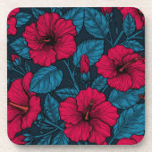 Blume mit rotem Hibiskus Getränkeuntersetzer (Vorderseite)
