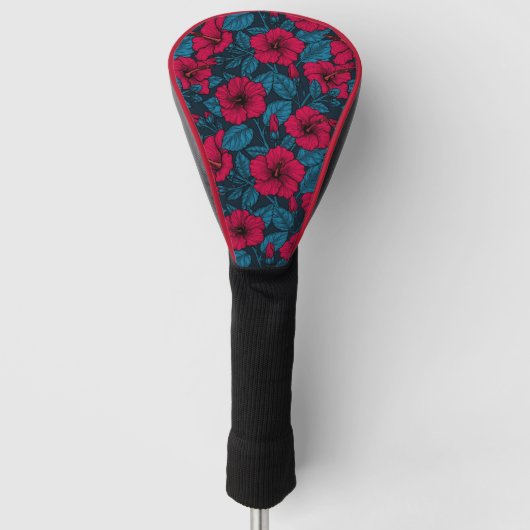Blume mit rotem Hibiskus Golf Headcover (Vorderseite)