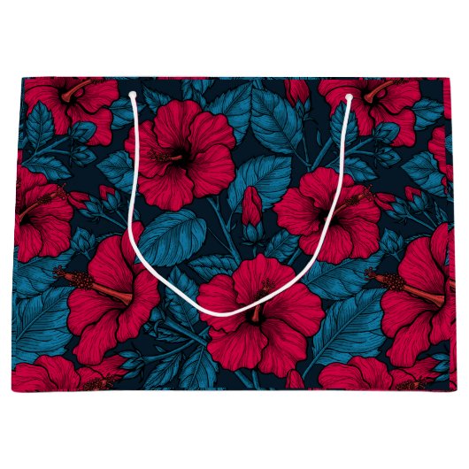 Blume mit rotem Hibiskus Große Geschenktüte (Vorderseite)