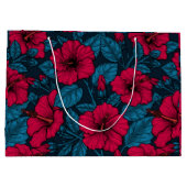 Blume mit rotem Hibiskus Große Geschenktüte (Rückseite)