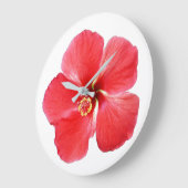 Blume mit rotem Hibiskus Große Wanduhr (Winkel)