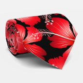 Blume mit rotem Hibiskus Krawatte (Gerollt)