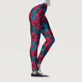 Blume mit rotem Hibiskus Leggings (Rechts)