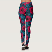 Blume mit rotem Hibiskus Leggings (Rückseite)