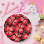 Blume mit rotem Hibiskus Pappteller (Party)