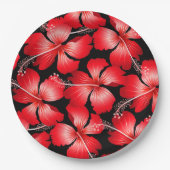 Blume mit rotem Hibiskus Pappteller (Vorderseite)
