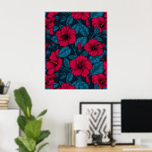 Blume mit rotem Hibiskus Poster (Heimbüro)