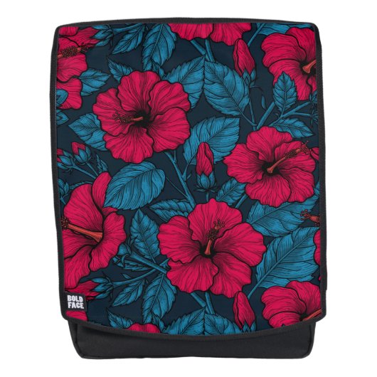 Blume mit rotem Hibiskus Rucksack (Vorderseite)