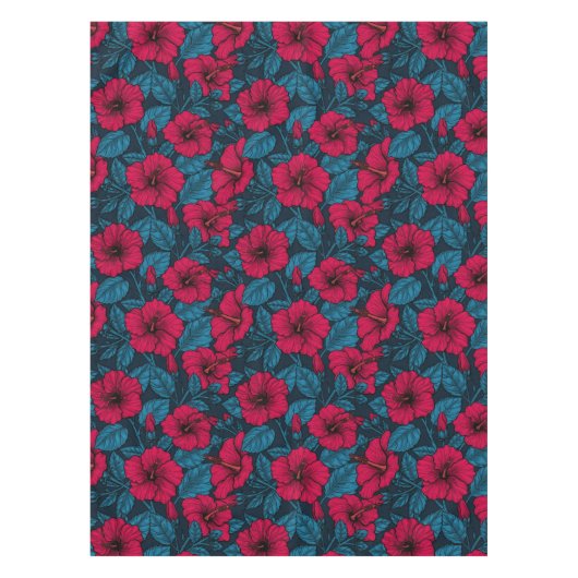 Blume mit rotem Hibiskus Tischdecke (Vorderseite)