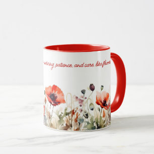 Blume mit rotem Mohn Aquarelldruck Tasse