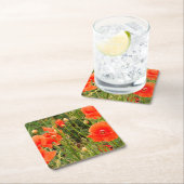 Blume mit rotem Mohn, benutzerdefinierte Untersetz Rechteckiger Pappuntersetzer (Vor Ort)