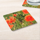 Blume mit rotem Mohn, benutzerdefinierte Untersetz Rechteckiger Pappuntersetzer (angewinkelt)
