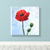 Blume mit rotem Mohn Leinwanddruck (Insitu (Holzboden))