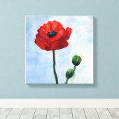 Blume mit rotem Mohn Leinwanddruck (Insitu (Holzboden))