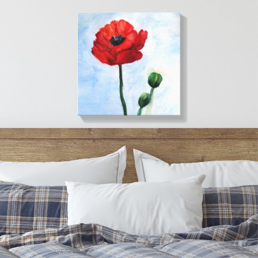 Blume mit rotem Mohn Leinwanddruck (Insitu (Schlafzimmer))