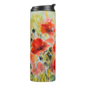 Blume mit rotem Mohn mit Wasserfarbe. Blume Thermosbecher (Nach links gedreht)