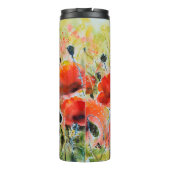 Blume mit rotem Mohn mit Wasserfarbe. Blume Thermosbecher (Rückseite)