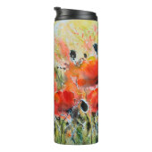 Blume mit rotem Mohn mit Wasserfarbe. Blume Thermosbecher (Nach rechts gedreht)