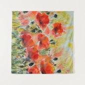 Blume mit rotem Mohn mit Wasserfarbe. Blume Wandteppich (Vorderseite (Horizontal))
