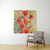 Blume mit rotem Mohn mit Wasserfarbe. Blume Wandteppich (Beispiel (Horizontal))