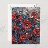 Blume mit rotem Mohn Postkarte (Vorne/Hinten)