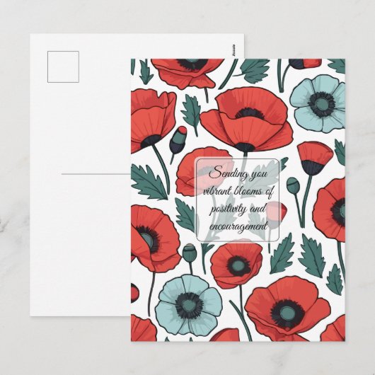 Blume mit rotem Mohnblumen Feiertagspostkarte (Vorne/Hinten)