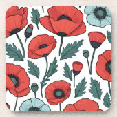 Blume mit rotem Mohnblumen Getränkeuntersetzer (Vorderseite)