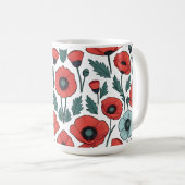 Blume mit rotem Mohnblumen Kaffeetasse (VorderseiteRechts)