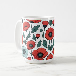 Blume mit rotem Mohnblumen Kaffeetasse