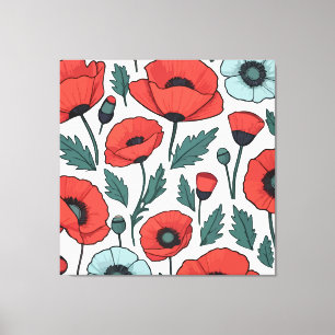 Blume mit rotem Mohnblumen Leinwanddruck
