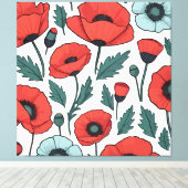 Blume mit rotem Mohnblumen Leinwanddruck (Insitu (Holzboden))