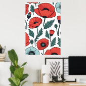 Blume mit rotem Mohnblumen Poster (Heimbüro)