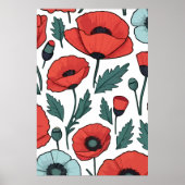 Blume mit rotem Mohnblumen Poster (Vorne)