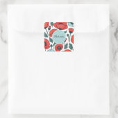Blume mit rotem Mohnblumen Quadratischer Aufkleber (Tasche)