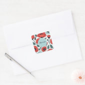 Blume mit rotem Mohnblumen Quadratischer Aufkleber (Umschlag)